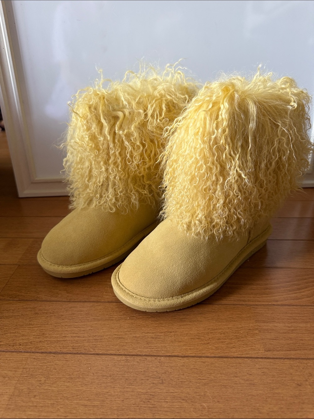 BearPaw Women's Yellow Faux-Shearling Winter Boots
